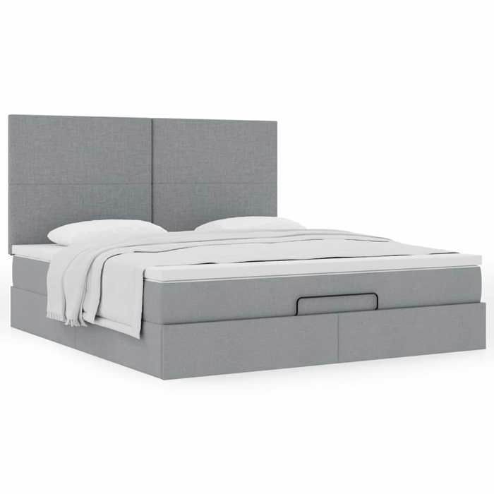 Maison Exclusive - Cadre de lit ottoman et matelas gris clair 180x200 cm tissu