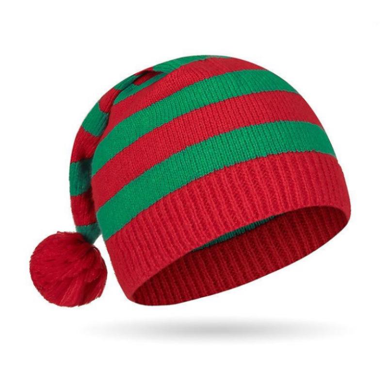 Cross-Border Knitted Christmas Hat for Adults - Warm, Fashionable with Bell Pom Pom