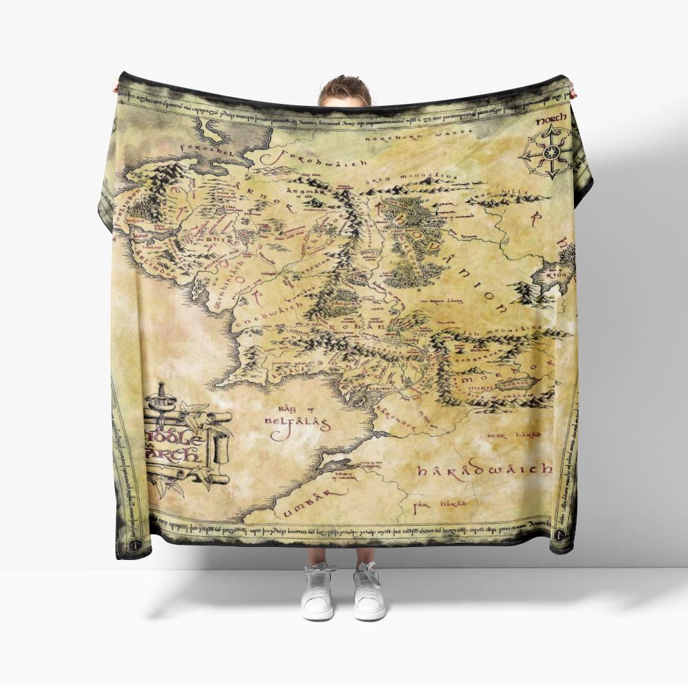 Coperta di Flanella Stampa Mappa TERRA DI MEZZO Coperta Accogliente Morbida Leggera Calda 30x40 pollici 40x50 pollici per Divano Letto