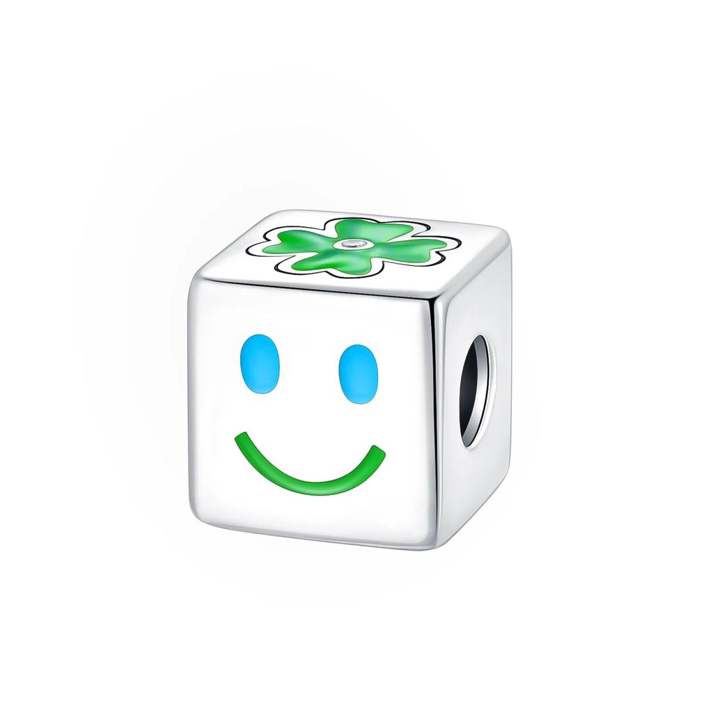 Lucky 925 Silver Charms Green Four Leaf Clover Horseshoe Bead Earrings Pendant Exquisite Bracelets Necklaces DIY Jewelry