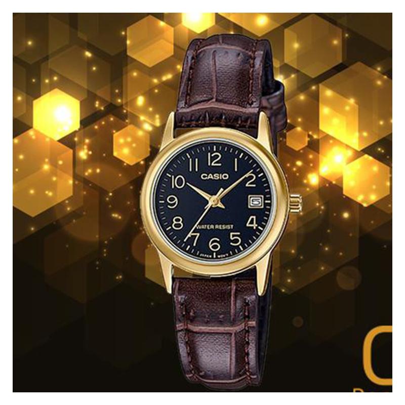 Casio STANDARD Series Fashionable Retro Simple Classic Pointer Series Waterproof Quartz Movement Genuine Leather Strap Japanese and LTP-V002GL-1B