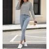 Womens Long Sleeve Crew Neck Striped Casual T-Shirt Loose Fit Cotton Blend Fall 2026
