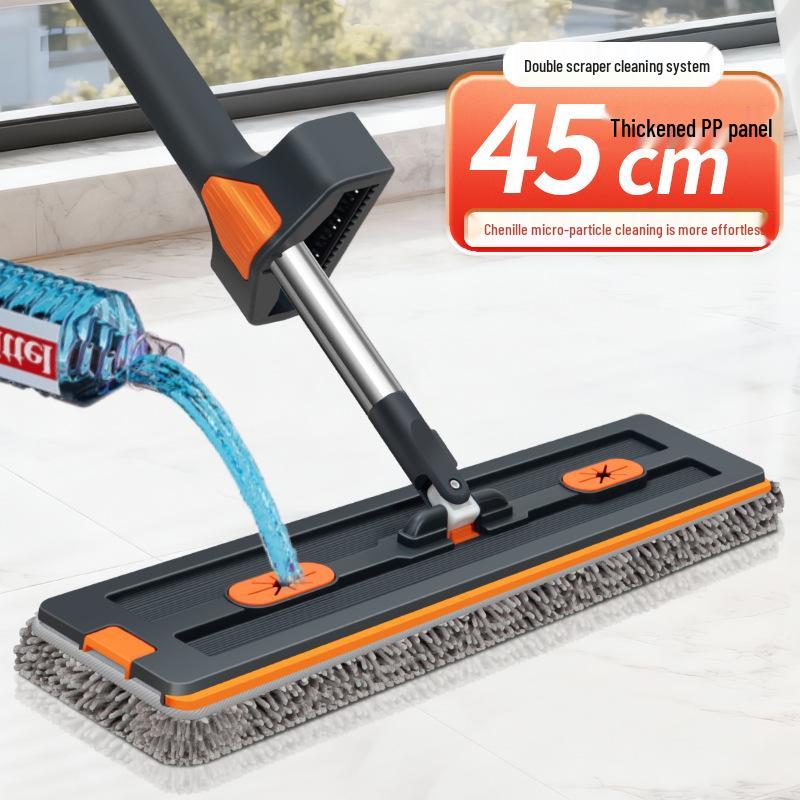 2026 Chenille Flat Mop: Hands-Free, Wet & Dry One-Wipe Clean with Replaceable Cloth
