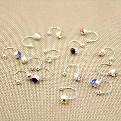 Clip-on-U-Körper-Kristall-Strass-Ohrring, Nasen- und Lippenring, Ohrstulpe
