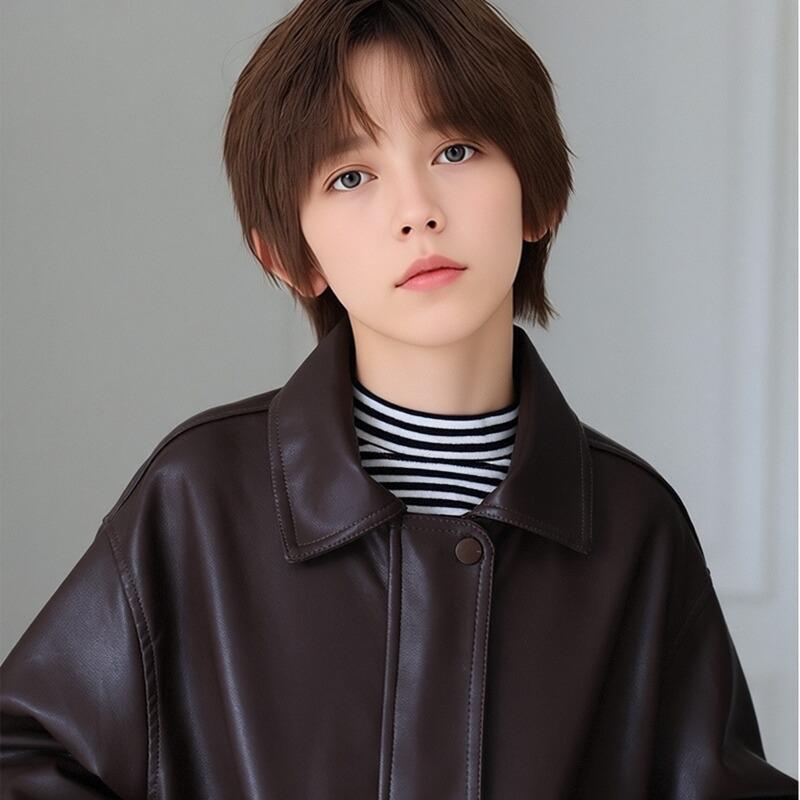 Children's Retro Leather Jacket: Stylish Spring/Fall Boys' Motorcycle-Style PU Leather Jacket