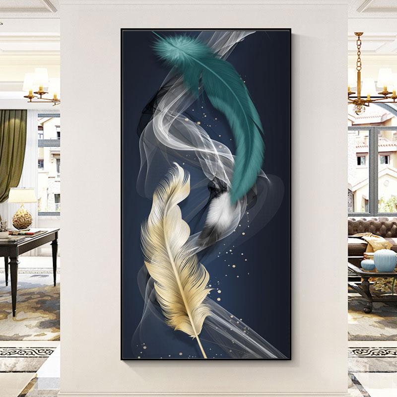 Poster e stampe di piume di lusso astratte, dipinti su tela colorati nordici, quadri artistici da parete per soggiorno, casa, veranda, arredamento