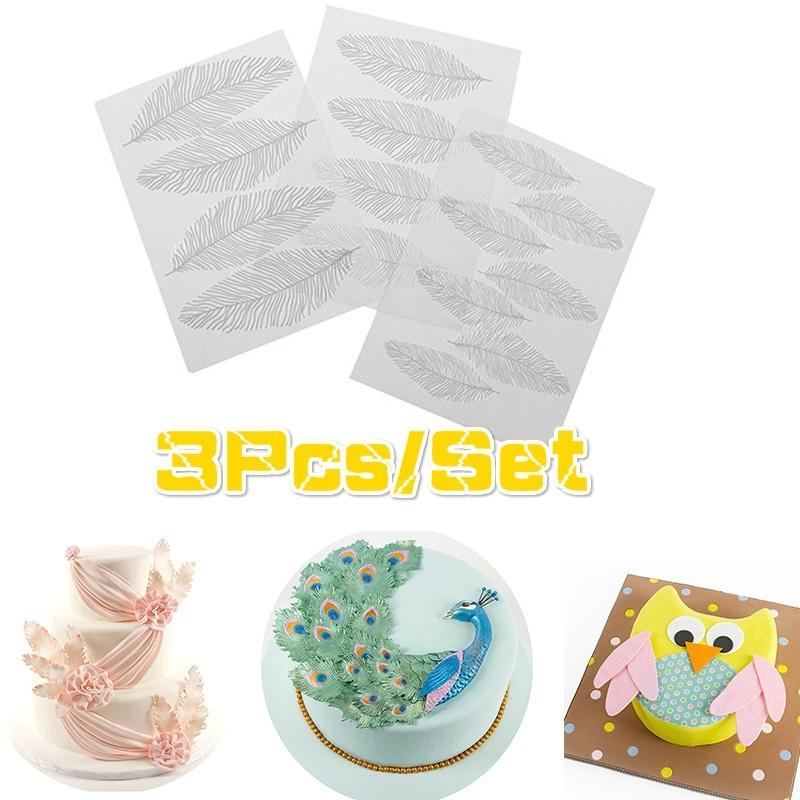 3 ks/sada Peří křídel Plastová forma na zrno Fondánová dekorace dortů DIY nástroj Sugarcraft Sada na cupcakes do kuchyně