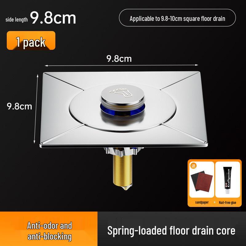 304 Stainless Steel Press-Type Deodorant Floor Drain Renovator for Bathrooms