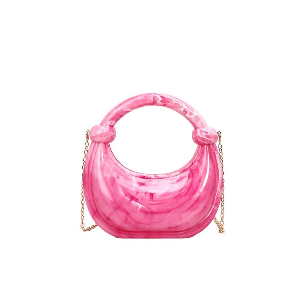 Fashion Acrylic Special-shaped Glossy Women's Dinner Handbag, New Exquisite Glossy Shoulder Messenger Bag