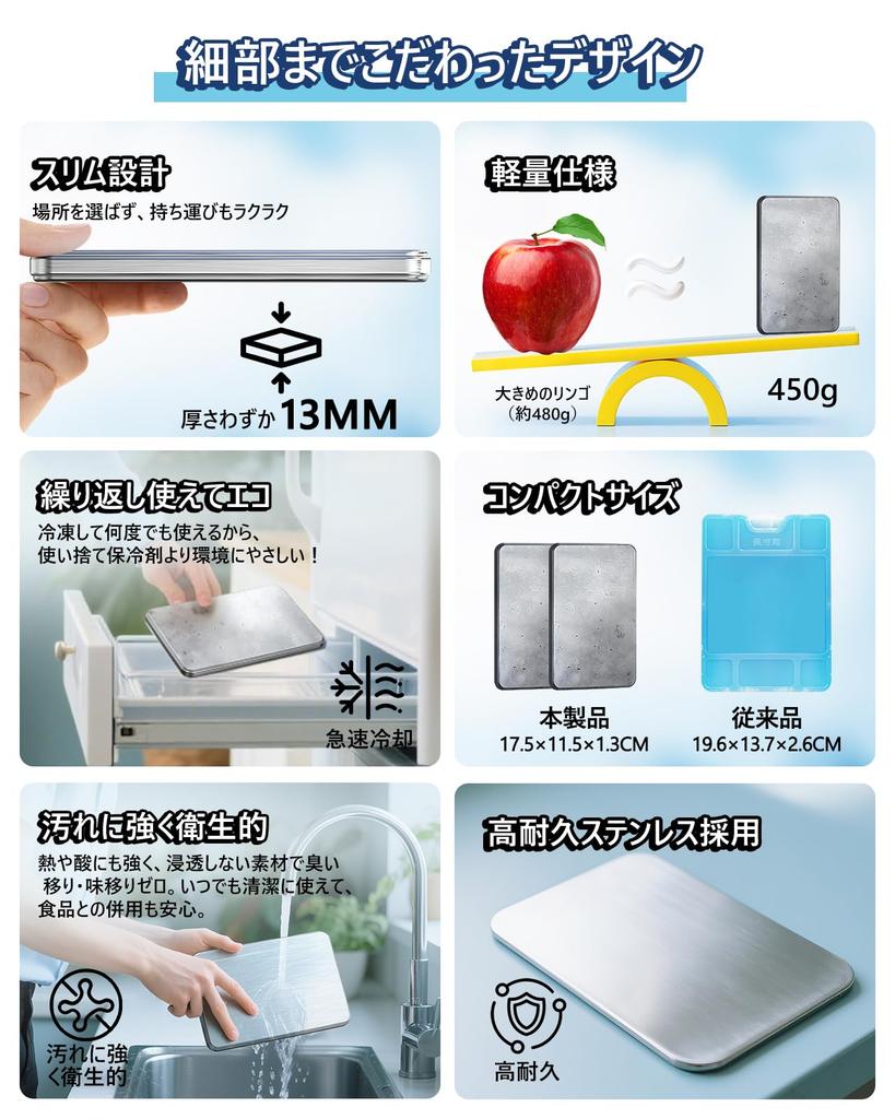 Powerful Ice Incredible Cooling Medium Set of 6 Freezing Cold Stainless Steel Ice Ideal for Disaster Preparedness Packs, Power, Size, [Double-Fast &