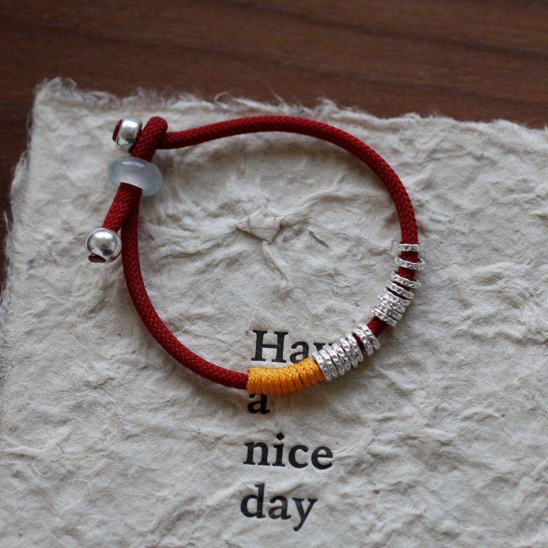 

Чистое серебро 999 Оплетенный ремешок для переноски Стерлинговое серебро Красная веревка Тибетский стиль Год животного Плетеный счастливый браслет Серебряные украшения Женский подарок на день рождения Thick hand and tail (65.00kg -80.00kg recommended)