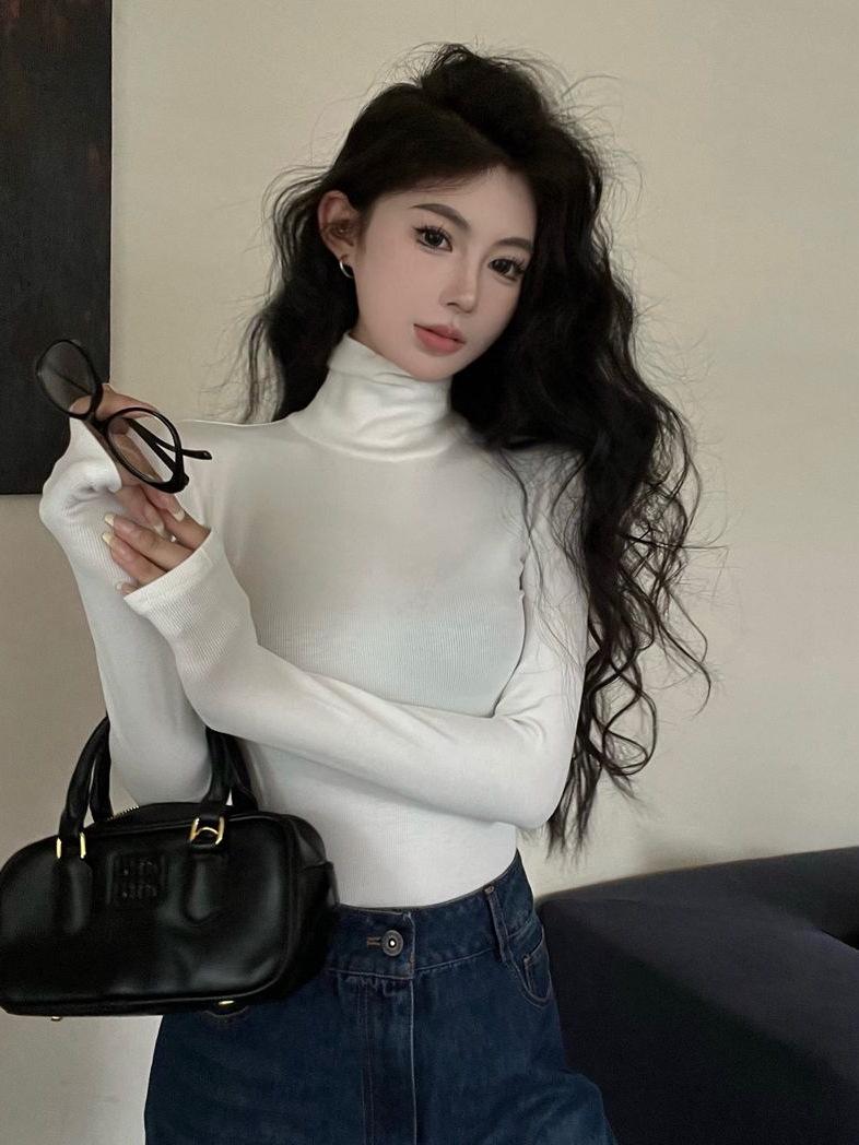 

Korean Turtleneck Slim-Fit Women s Winter Top - 2025 Waist-Cinching Base Layer in Pure Color 2XL