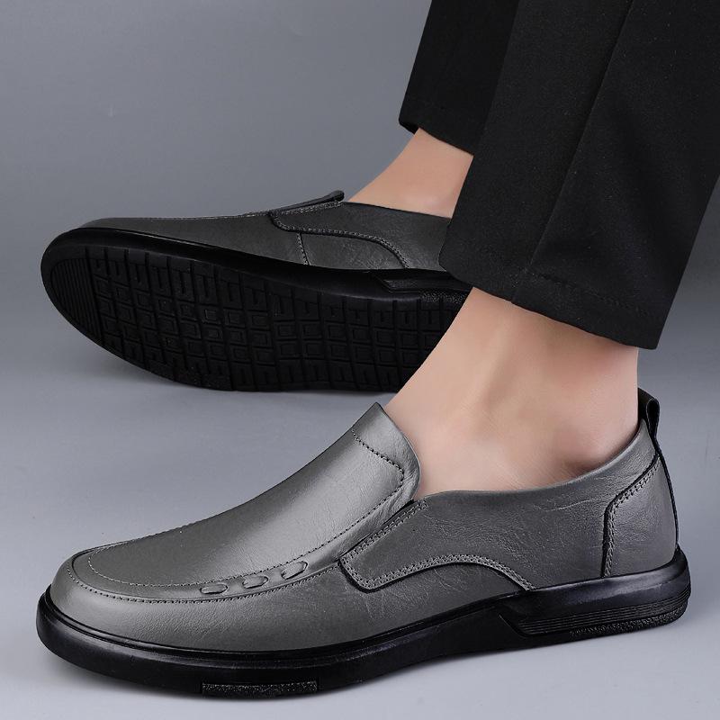 Men's Shoes 2025 Summer New Men's High-end Lace-up Casual Leather Shoes Soft Sole Non-slip One-pedal Large Size Dad Shoes