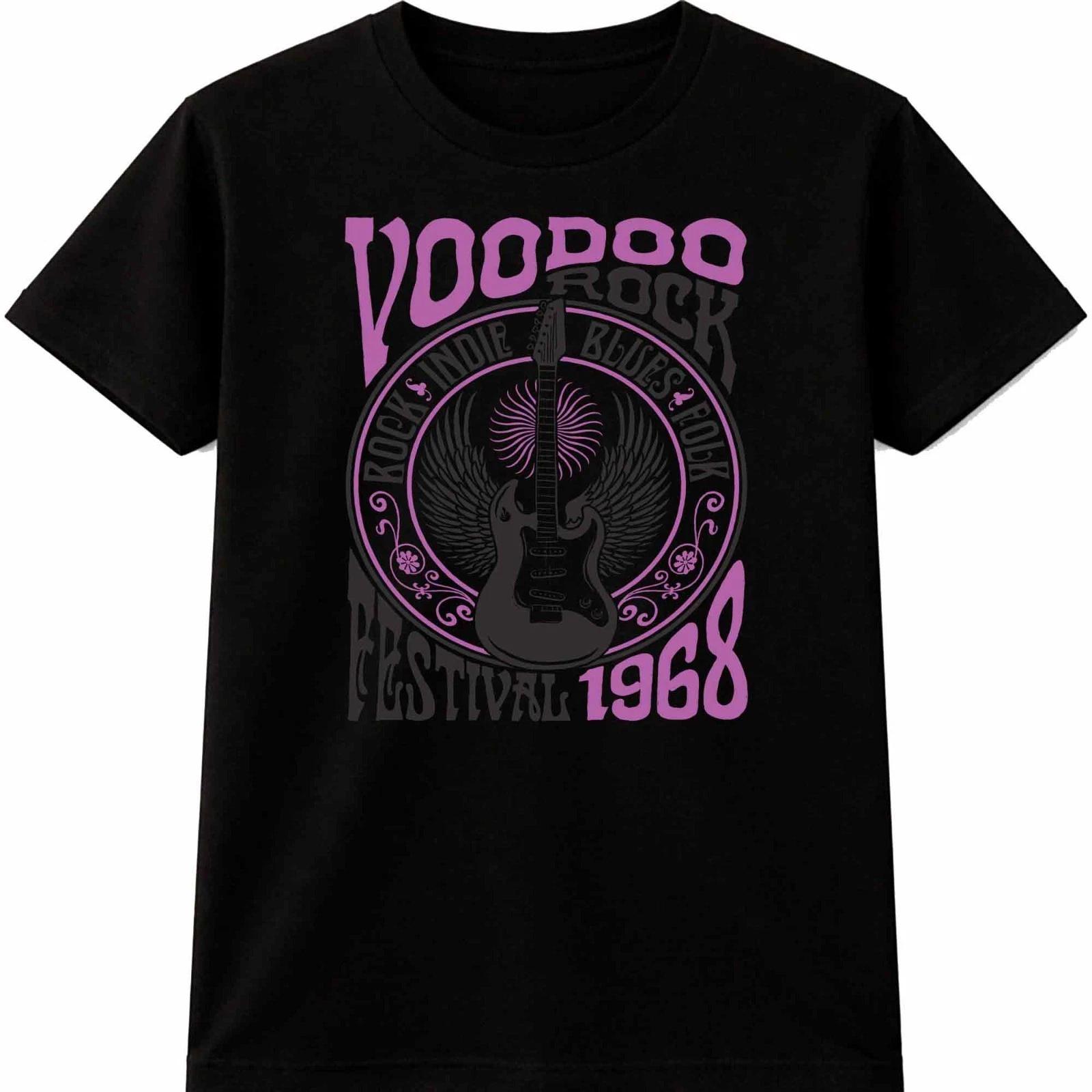 Voodoo Rock Festival 1968 Guitar Wings Retro Music Indie Blues Rock Band T Shirt XS