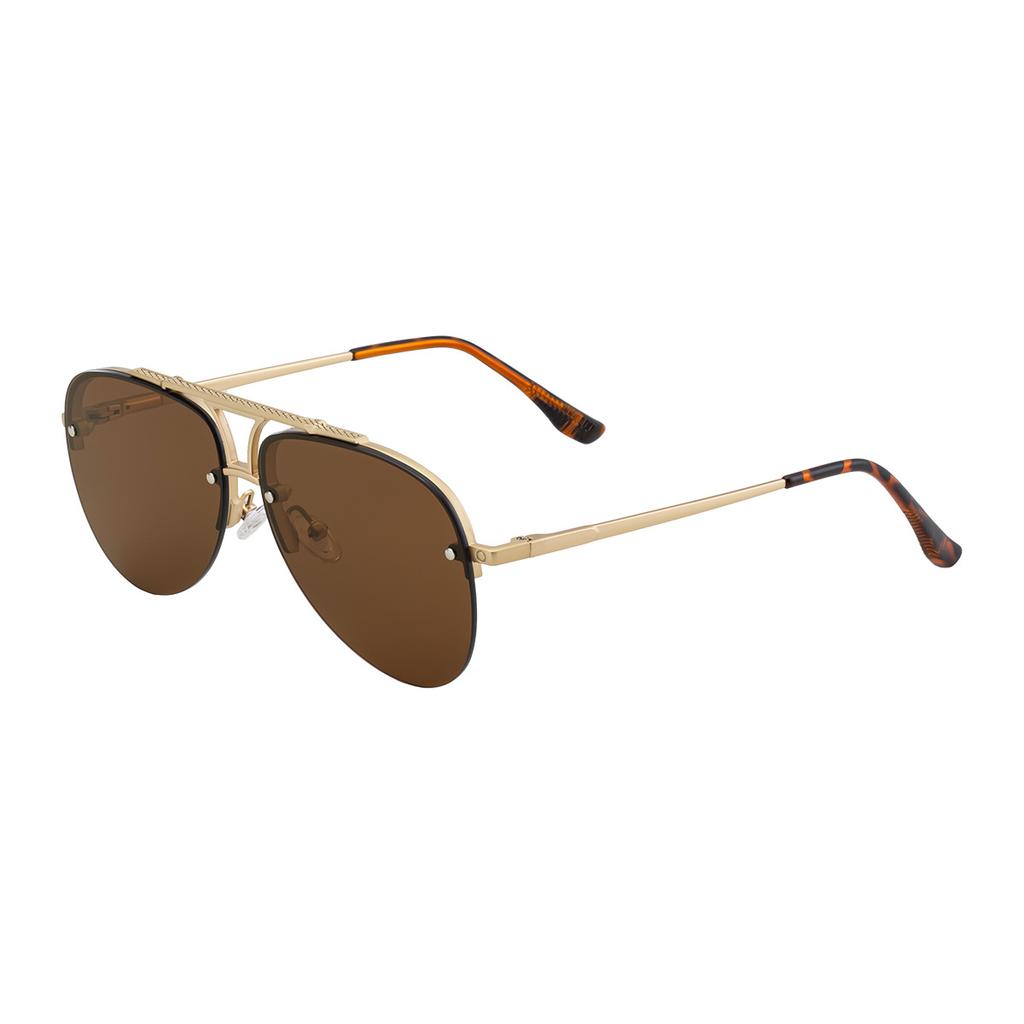 JYL TS Men's Semi-Rimless Aviator - Double-Bridge Metal Sunglasses KSL-98338
