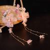 Pearl Ancient Hair Clip Tassel Hanfu Headwear Elegant Silk Flower Hairpin  Children