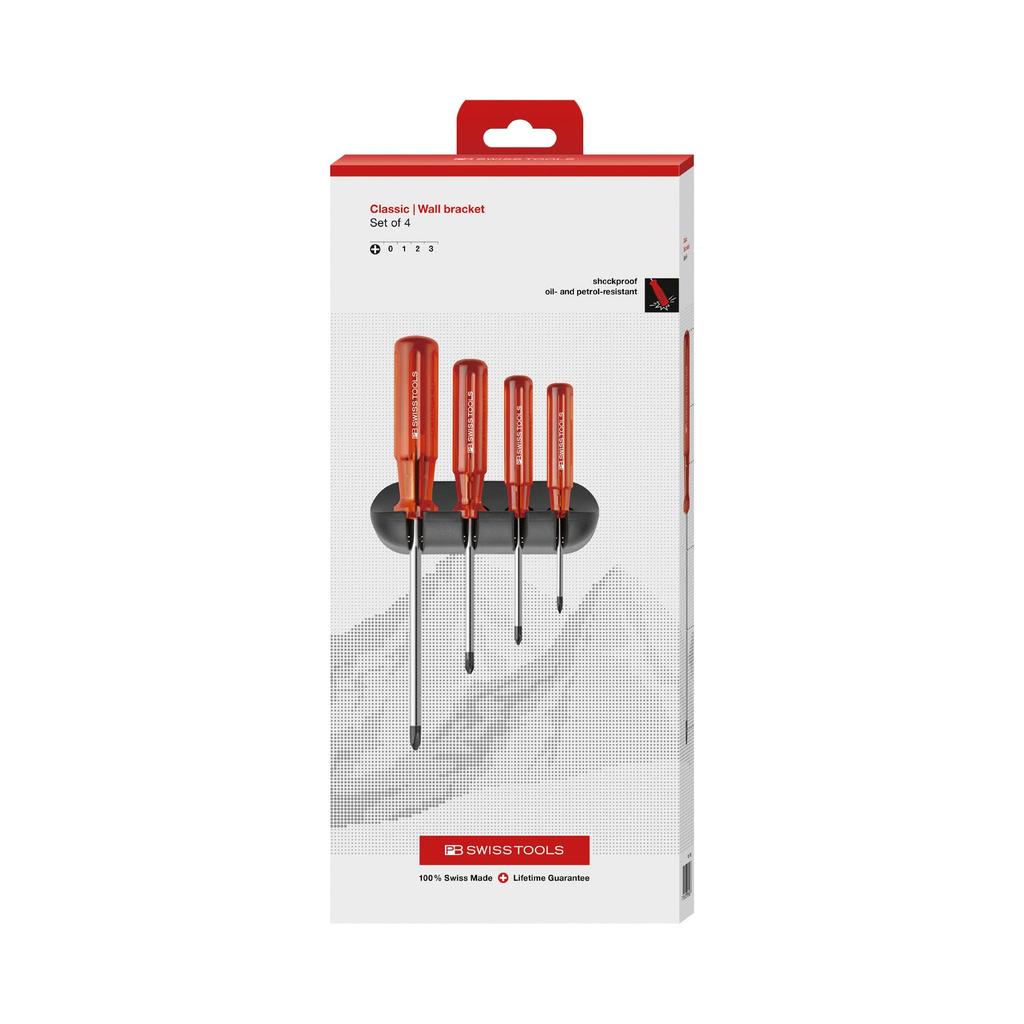 PB Swiss Tools Screwdriver Set, 4-Piece Set with Holder, 242CBB
