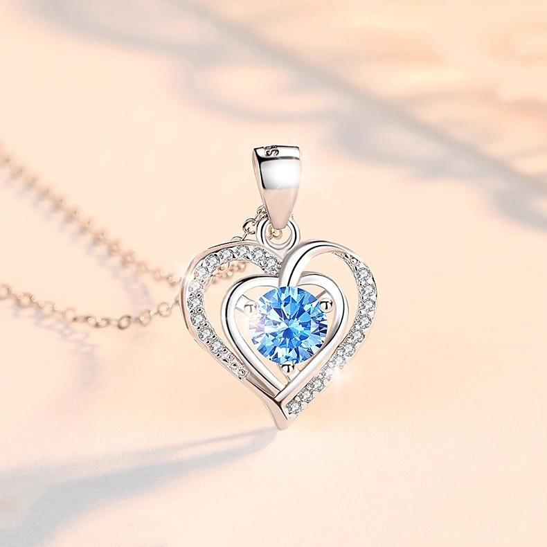 Colier în formă de inimă pentru femei, simplu japonez și coreean, lanț de gât claviculă cu pandantiv inimă pentru student stil Mori