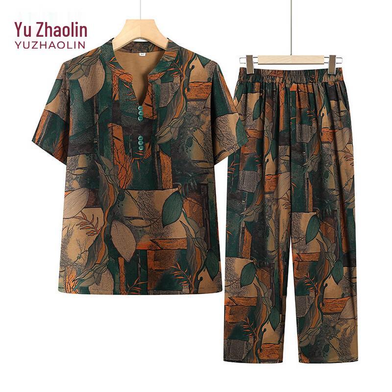 

YUZHAOLIN Women s Summer Floral Print Short Sleeve Set 3XL