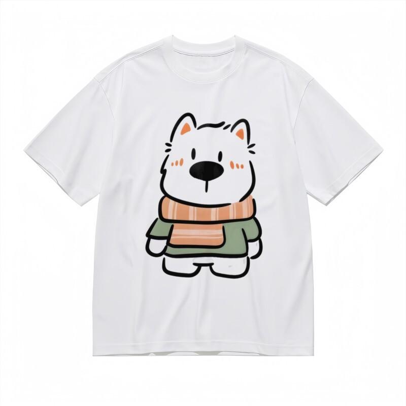 

Women s Trend Breathable Classic T-Shirt Orange Scarf Cat Graphic White Tee XL