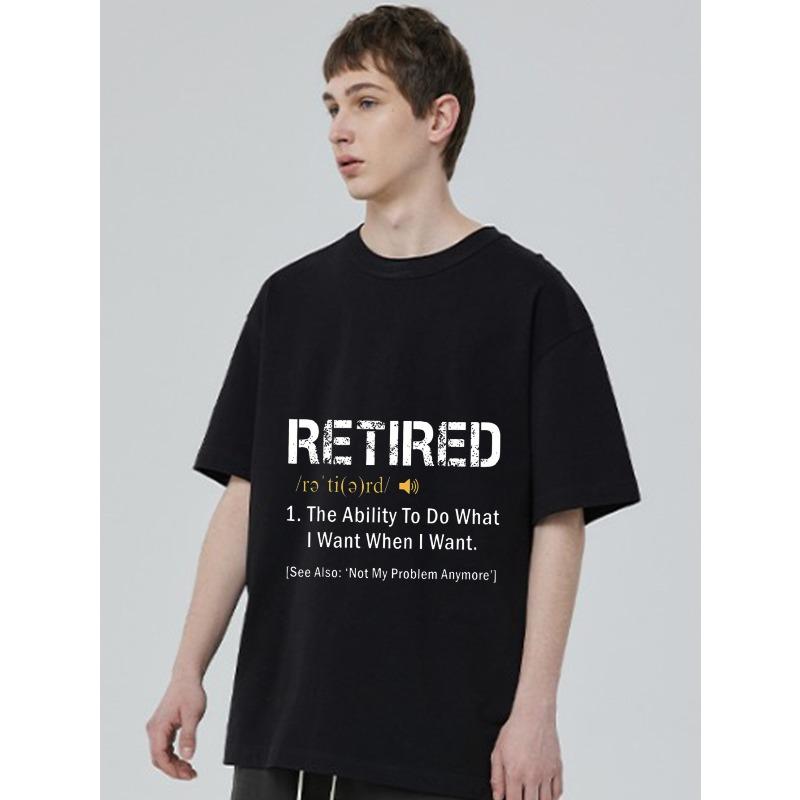 Black T Shirt with Retired Definition Print for Casual Wear and Retirement Celebration