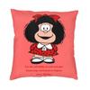 Federa per Cuscino Quadrata Pensierosa di Mafalda Decorazione per la Casa Stampa 3D Double-Sided Fumetto di Quino Cartone Animato Federa per Cuscino per Divano