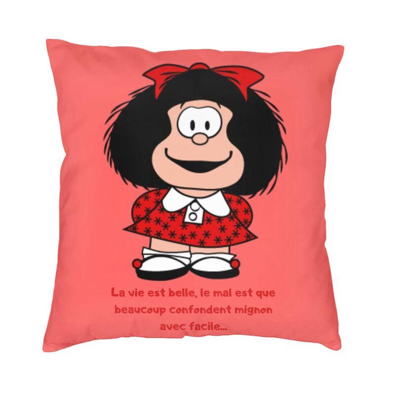 

Mafalda Thinking Square Throw Pillow Case Home Decor 3D Doublesided Printed Quino Comic Cartoon Cushion Cover for Sofa 30x30cm 12x12in