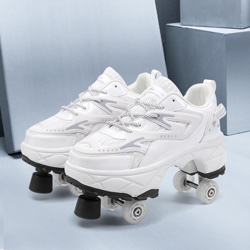Scarpe Deformabili da Camminata a Quattro Ruote per Adulti Pattini a Rotelle da Uomo e Donna Pattini per Bambini Scarpe Sportive a Due Ruote per Bambini e Bambine