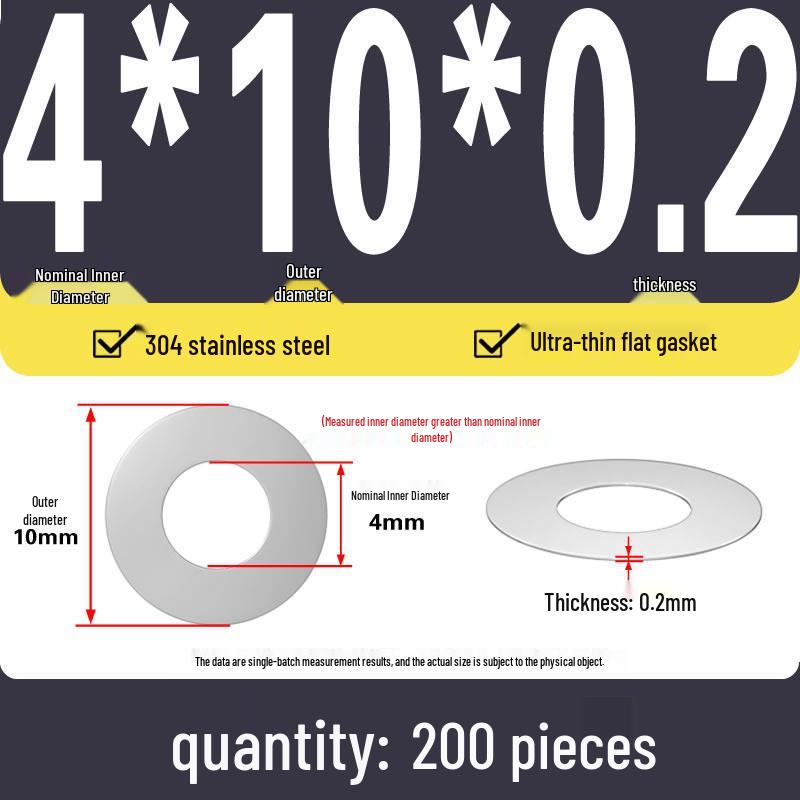 Plochá podložka z nerezové oceli 304 pro nastavení vůle hřídele (0,1/0,2/0,3 mm)