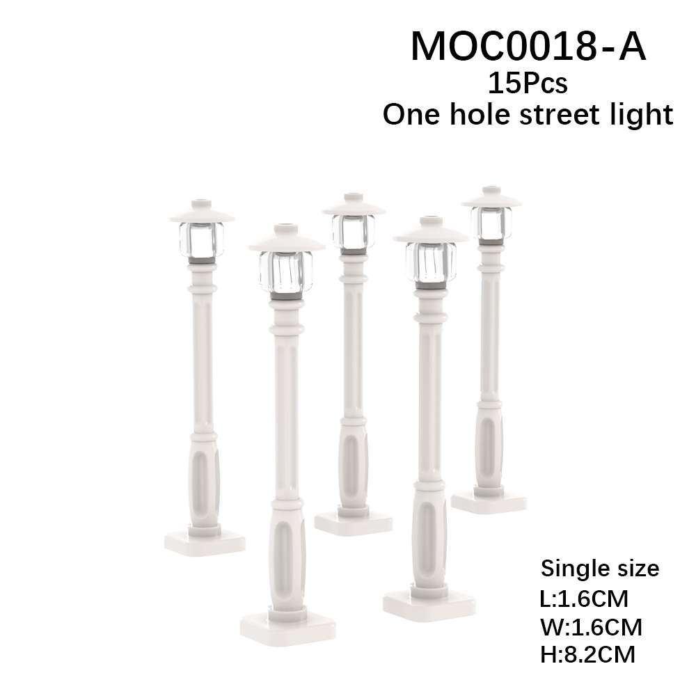 MOC DIY Accessori Parti Piastra Scena Città Blocchi da Costruzione Tronco d'Albero Recinzione Ringhiera Lampione Stradale Semaforo Base Giocattolo A037