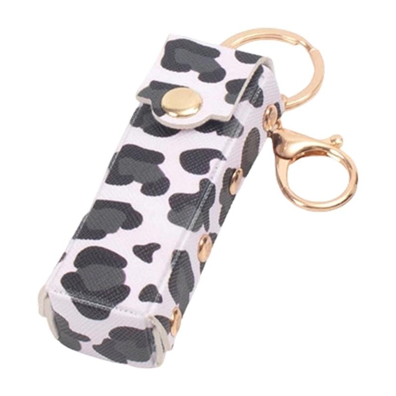 Portable Lipsticks Holder Keychain with Wild Leopard Pattern for Convenient Carry Multifunctional Accessory