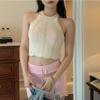 Sweet Spice I Knit Little Tank Top with Halter Women Summer Sleeveless with Off-the-shoulder Base Short Top To Wear