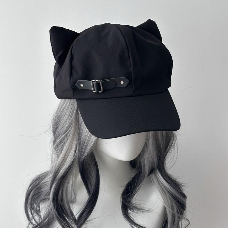 Women'S Cat'S Ears Harajuku Gothic Lolita Beret Y2K Girls' Steampunk Punk Zipper Handmade Sun Hat Cap