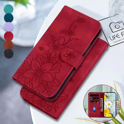 Husă din piele cu rabat în relief Lily Fower pentru Sharp Aquos Zero/Sense3/SHV45 Kickstand Portofel Husă pentru sloturi pentru carduri pentru toc pentru telefon Sharp Aquos R2 SHV42