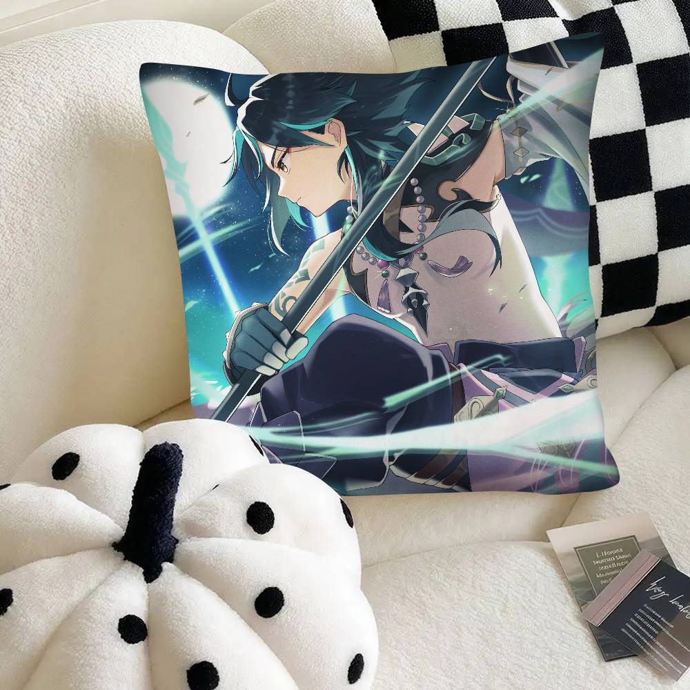 Spiel Anime Genshin Impact Xiao Kissenbezug Mode Quadratischer Kissenbezug Schlafzimmer Sofa Raum Ins Dekoration Freizeit