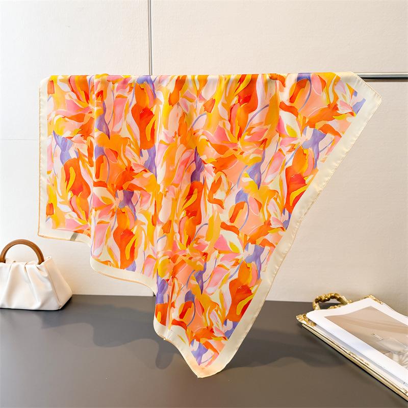 2026 New Spring Summer Women Scarf Silk Print Satin Scarves Shawl Headband Hijab Bandana Wrap Bufanda Fashion 70*70cm