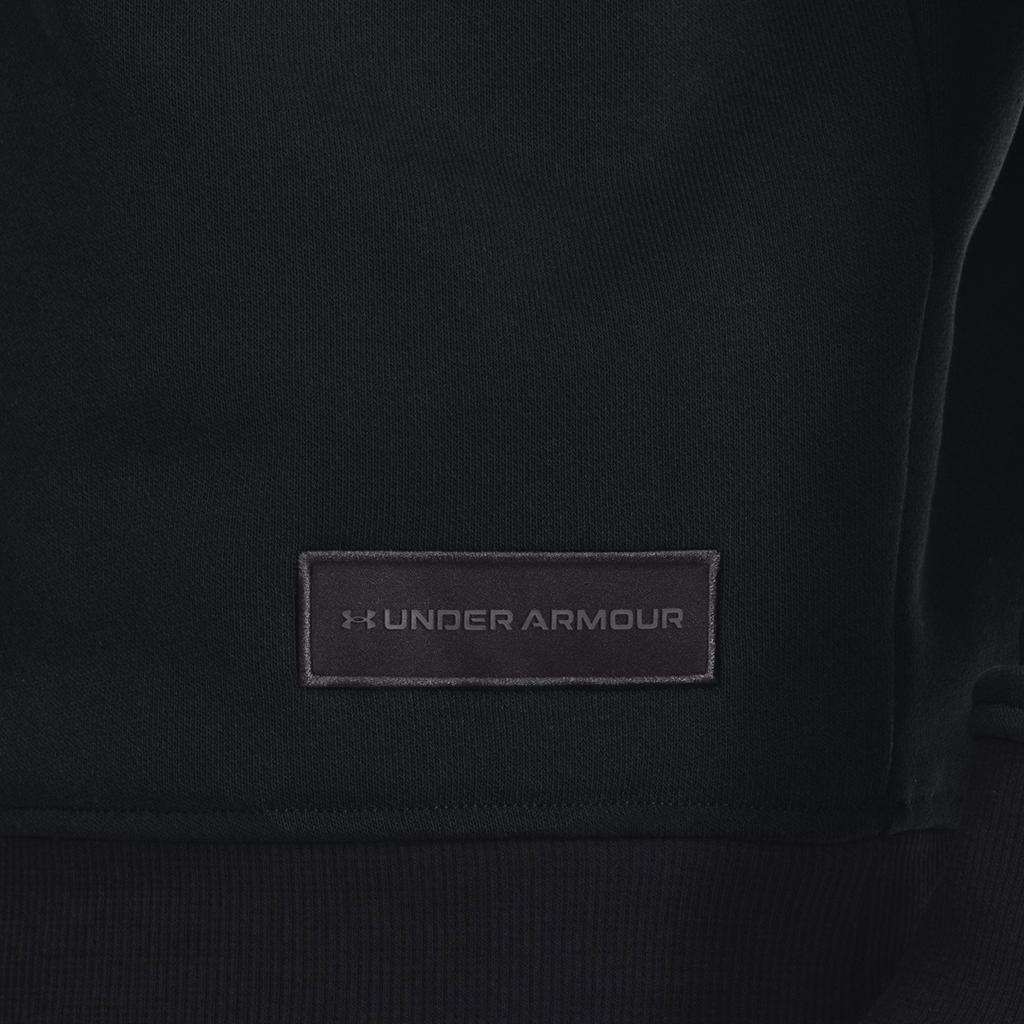 Under Armour Solid Color Cotton Knit Crew Neck Training Sweatshirt Men Sweatshirt Black 1379685-001