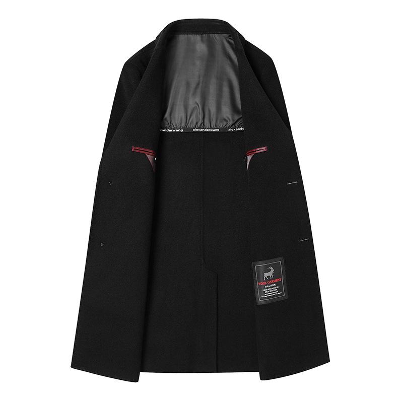 100% Woolen Coat Trench Coat Men's Medium and Long Business Casual Hand-sewn Double-sided Woolen Coat Men's Coat