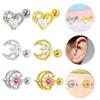 3D Moon & Heart-Shaped Zirconia Cartilage Stud Earrings