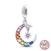 925 Silver Chameleon Charms Bead Colorful Sketchpad Dangle Zirconium Clip for Bracelet Necklace DIY Jewelry