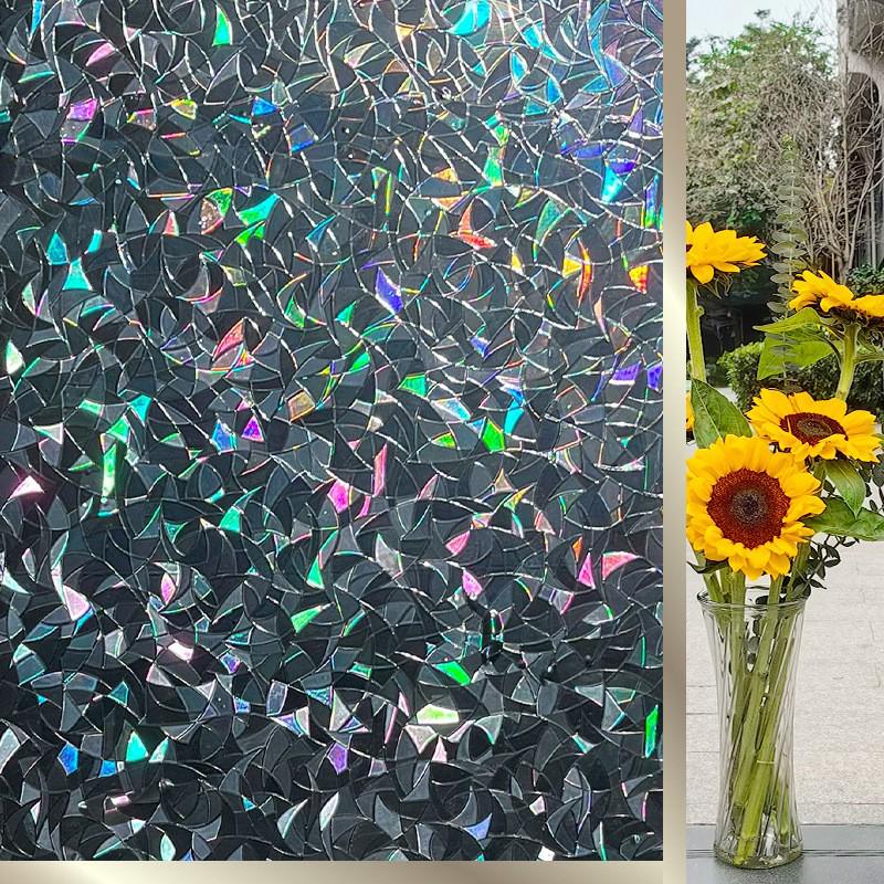 Iridescent Tulip Static Cling Window Film - Frosted Sunshade & Heat Insulation