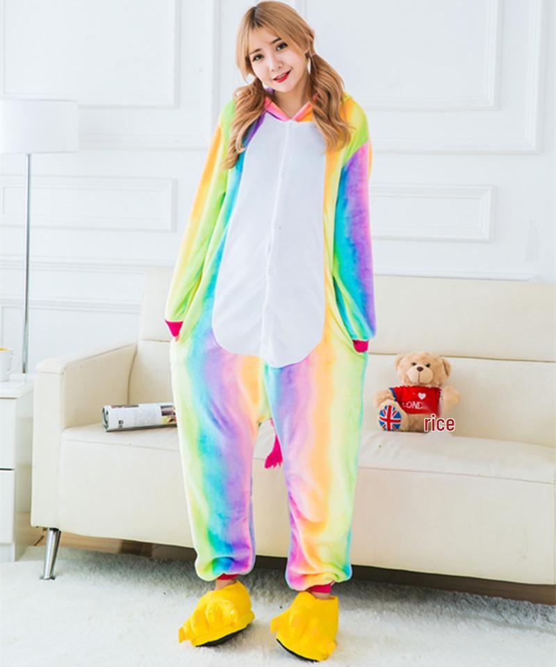 Rainbow Stars Pegasus Unicorn Flannel Onesie Pajamas for Couples