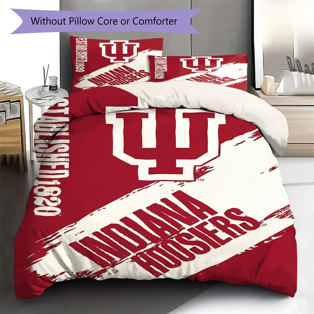 Indiana Hoosiers Pattern Bedding Set Quilt Cover Pillowcase Home Decor Gift (1 * duvet cover + 2 * pillowcase, without core)