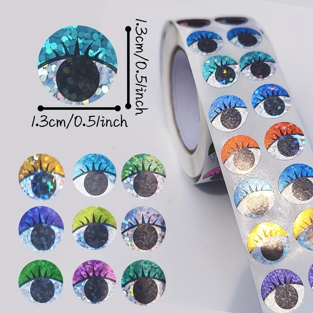 1000 Stück Holografische Wackelaugen-Aufkleber, Bunte Selbstklebende Augen-Aufkleber, Glitzernde Bewegliche Augen für DIY-Bastelarbeiten, Scrapbooking