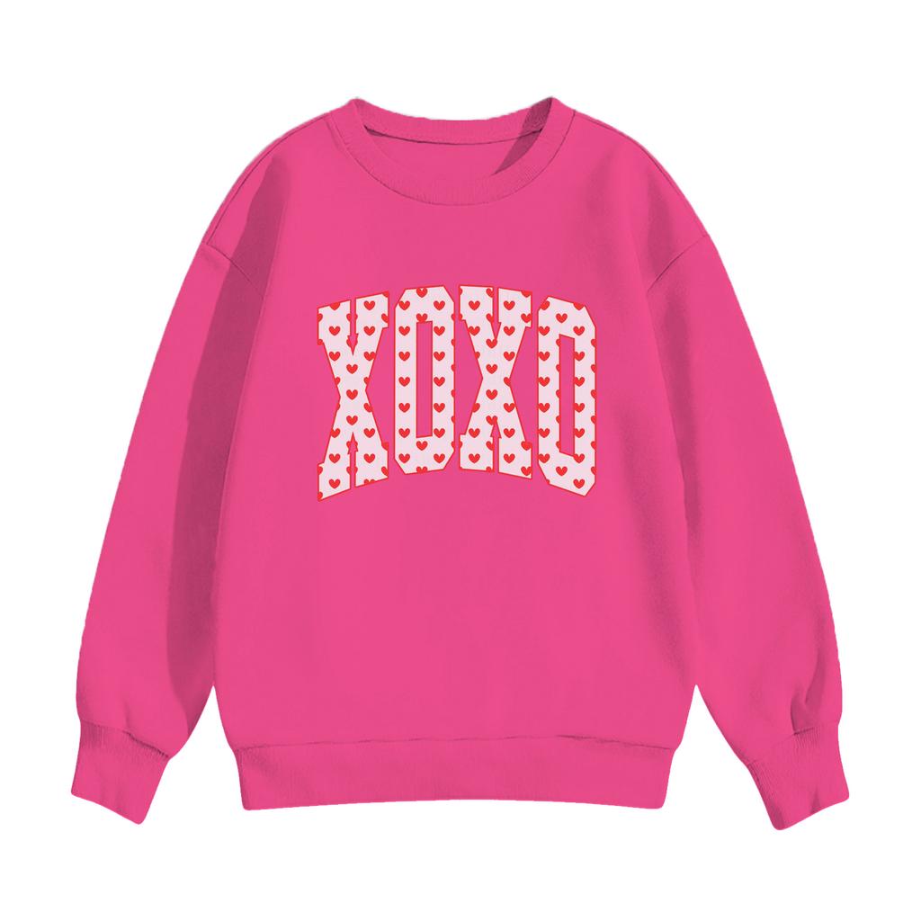 Dětská ležérní mikina s kulatým výstřihem a potiskem, s dlouhým rukávem a kapucí