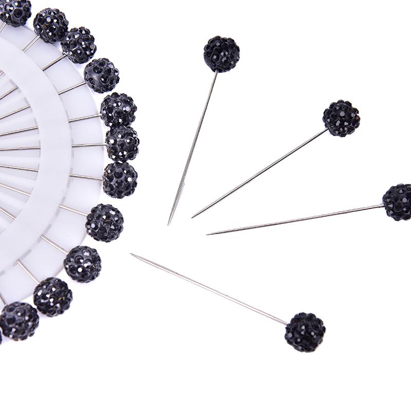 30Pcs Safety Pin Muslim Hijab Scarf Pin  Ball Brooch Straight Head Pin