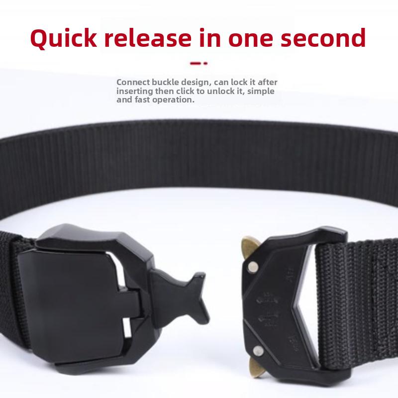 Tactical Belt Canvas Belt Men's Outdoor Quick-Release Elastic Buckle Belt Extended Belt for Mountaineering Military Training