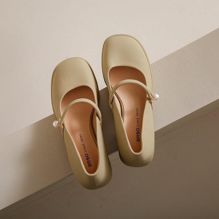 

Mary Jane women s shoes 2025 new spring and autumn fashion versatile French medium thick heel single shoes gentle with skirt high heels 40 светло-зеленый
