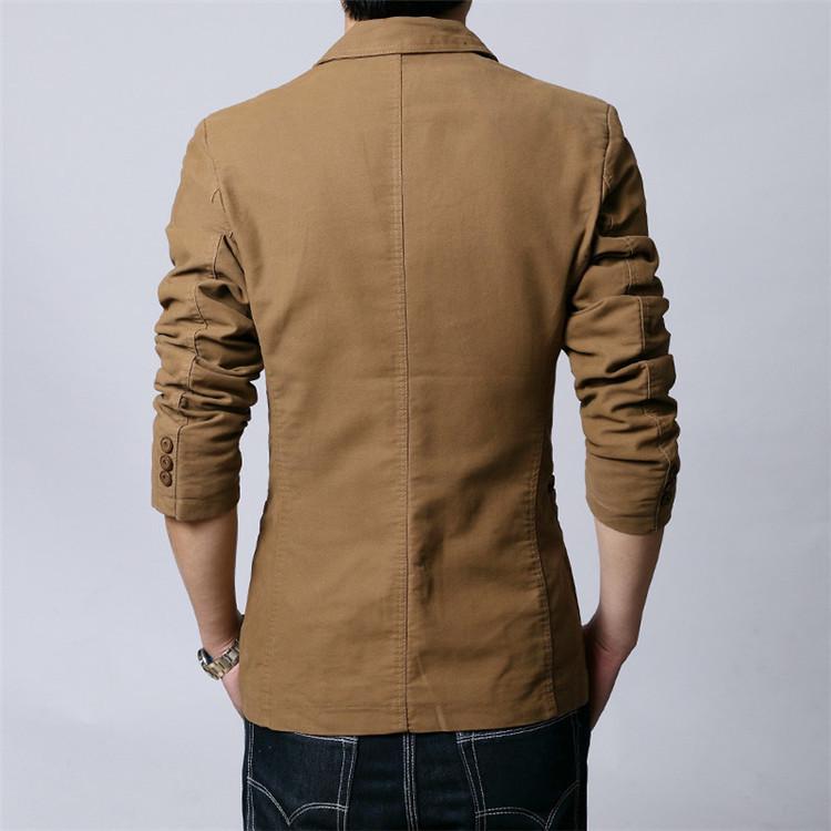 Men's Korean Style Slim-Fit Cotton Blazers - Spring & Autumn Two-Button Jackets In Large Sizes