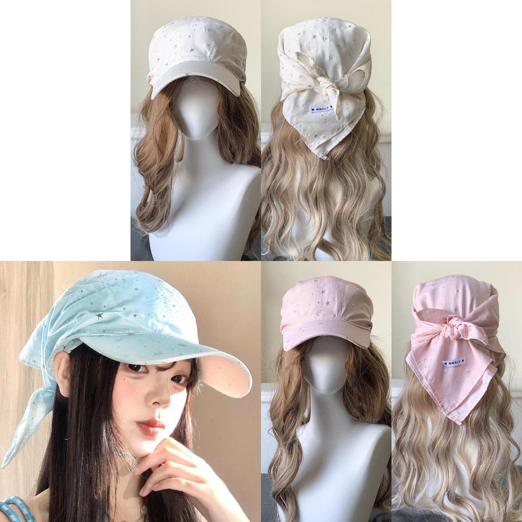 Summer Starry Geometric Headscarf Cap With Wide Brim For Women